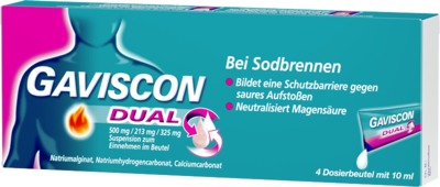 GAVISCON Dual 500mg/213mg/325mg Suspension 4X10 ml Suspension