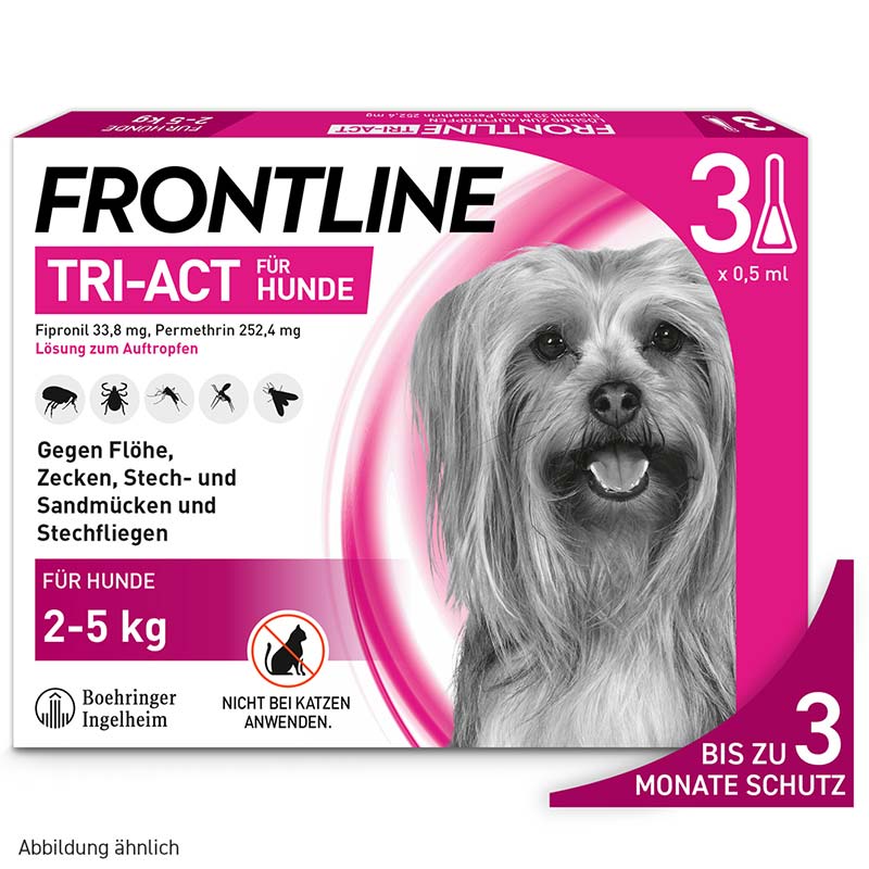 FRONTLINE TRI-ACT gegen Zecken, Flöhe und fliegende Insekten für Hunde XS (2-5 kg) 3 St Lösung