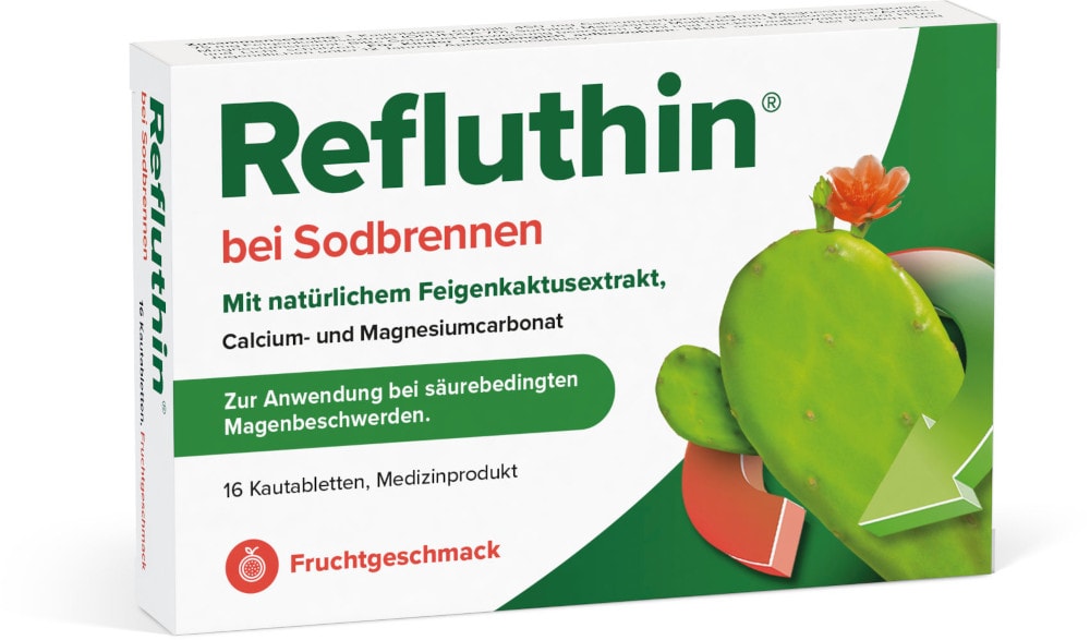Refluthin bei Sodbrennen Fruchtgeschmack 16 St Kautabletten