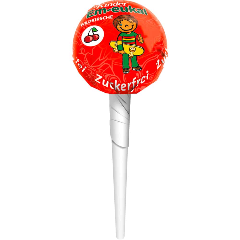 Em-eukal Kinder Wildkirsche Lolly zuckerfrei 10 g Bonbons