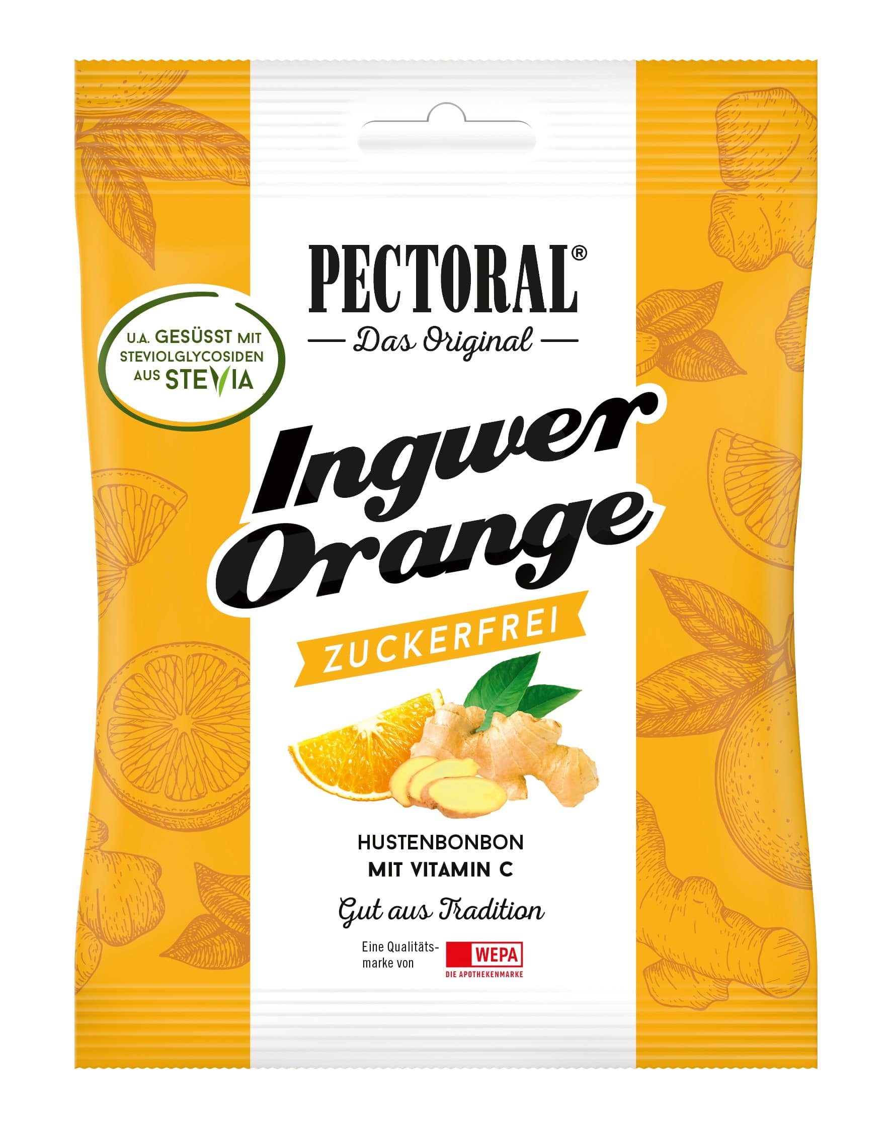 PECTORAL Ingwer Orange Bonbons zuckerfrei 60 g Bonbons