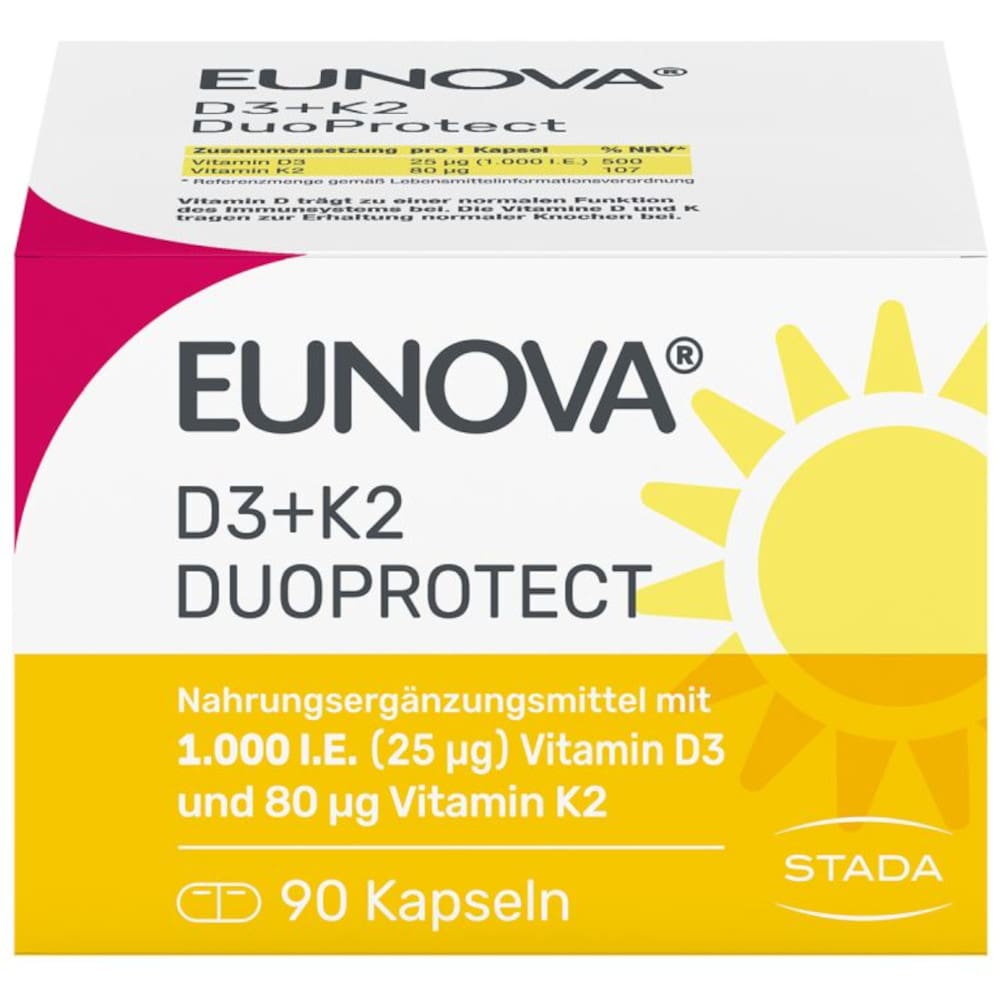 EUNOVA DuoProtect D3+K2 1000 I.E. 90 St Kapseln