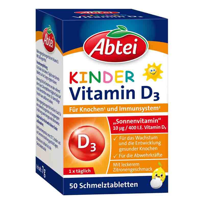 Abtei Kinder Vitamin D3 Schmelztabletten 50 St Schmelztabletten