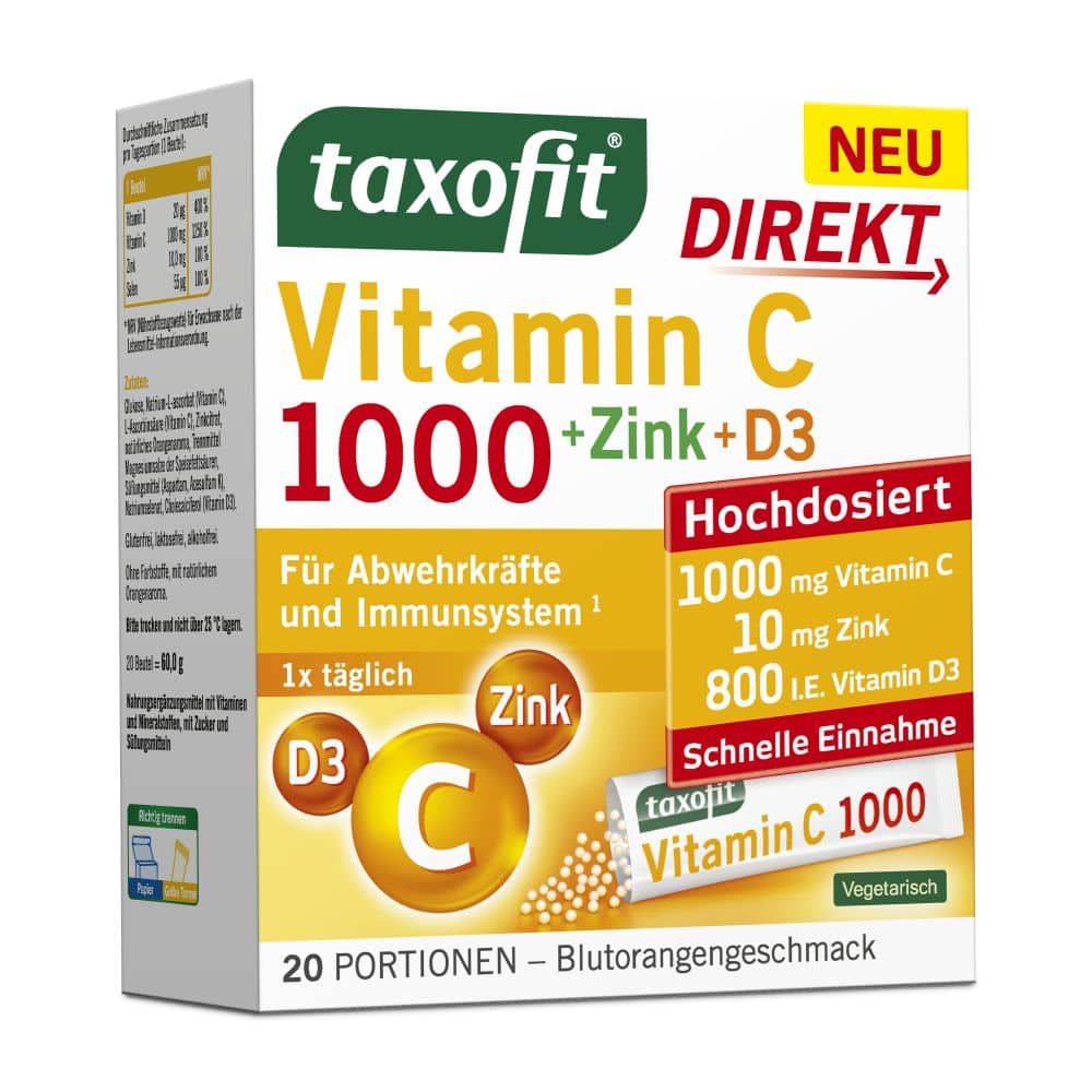 taxofit DIREKT Vitamin C 1000 + Zink + D3 20 St Granulat