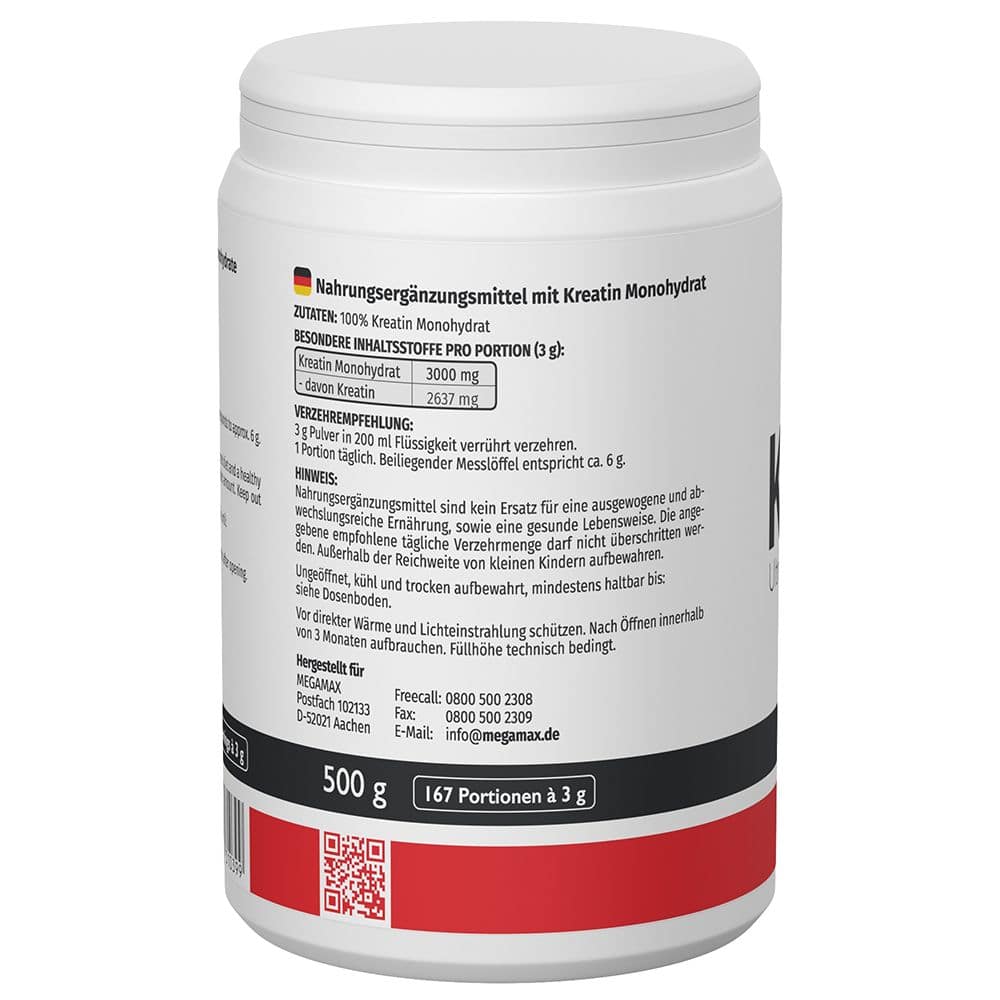 KREATIN MONOHYDRAT 100% Megamax Pulver 500 g Pulver