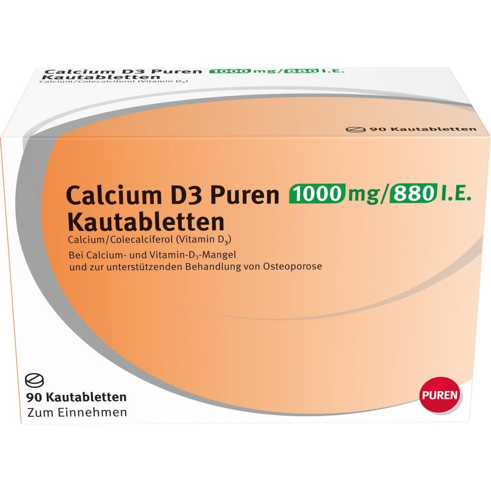 Calcium D3 PUREN 1000mg/880 I.E. 90 St Kautabletten