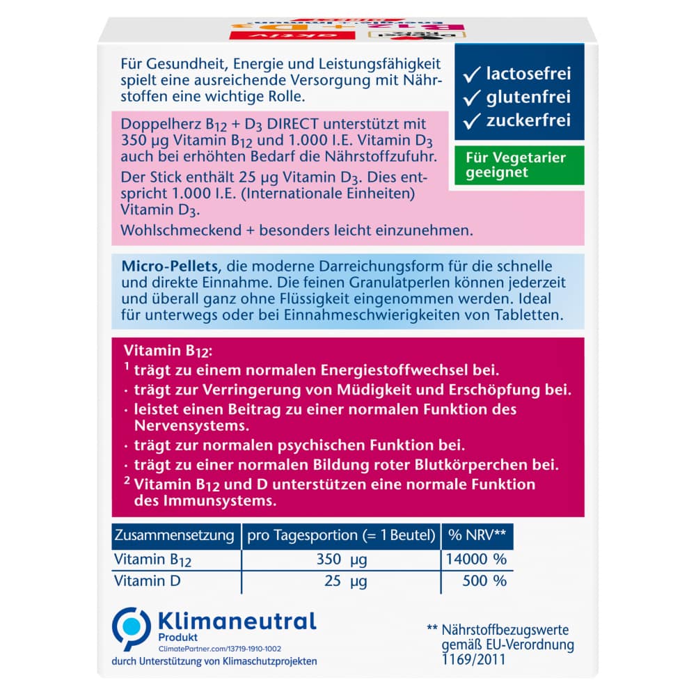 Doppelherz aktiv B12 + D3 DIRECT 20 St Pellets