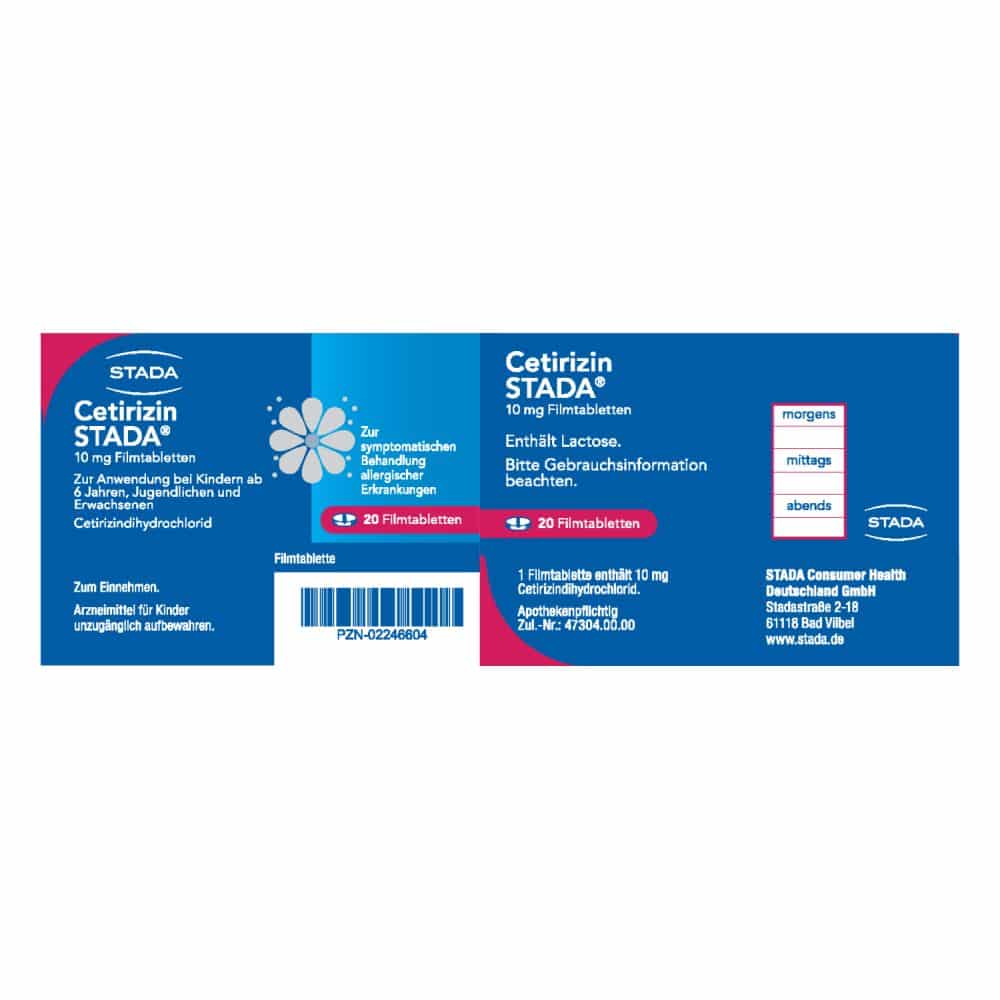 Cetirizin STADA 10mg 20 St Filmtabletten