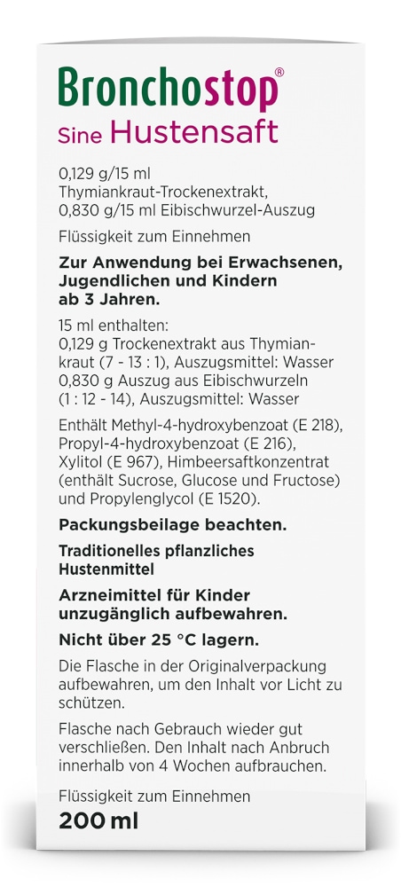 Bronchostop Sine Hustensaft 200 ml Flüssigkeit zum Einnehmen