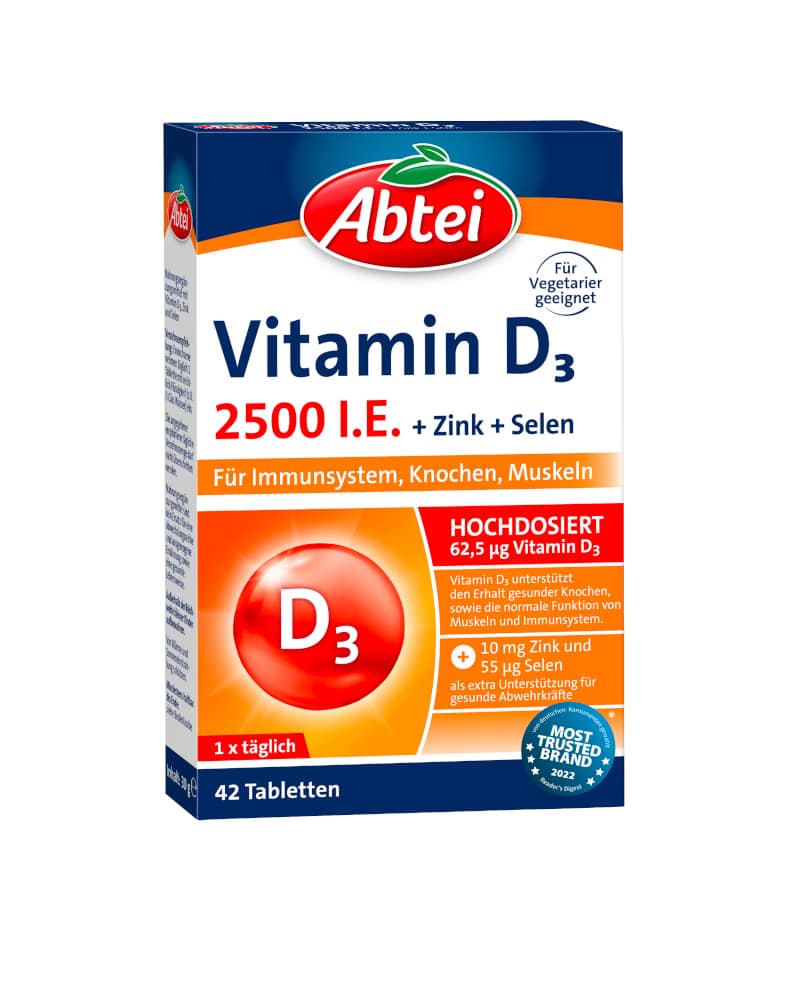 Abtei Vitamin D3 2500 I.E + Zink + Selen 42 St Tabletten