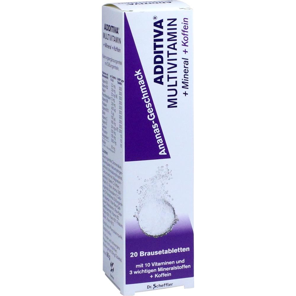 ADDITIVA Multivitamin + Mineral+ Coffein Ananasgeschmack 20 St Brausetabletten
