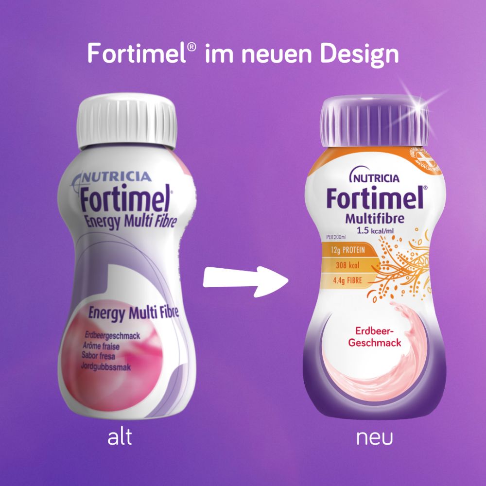 Fortimel Multifibre 1.5 kcal Erdbeergeschmack 4X200 ml Flüssigkeit