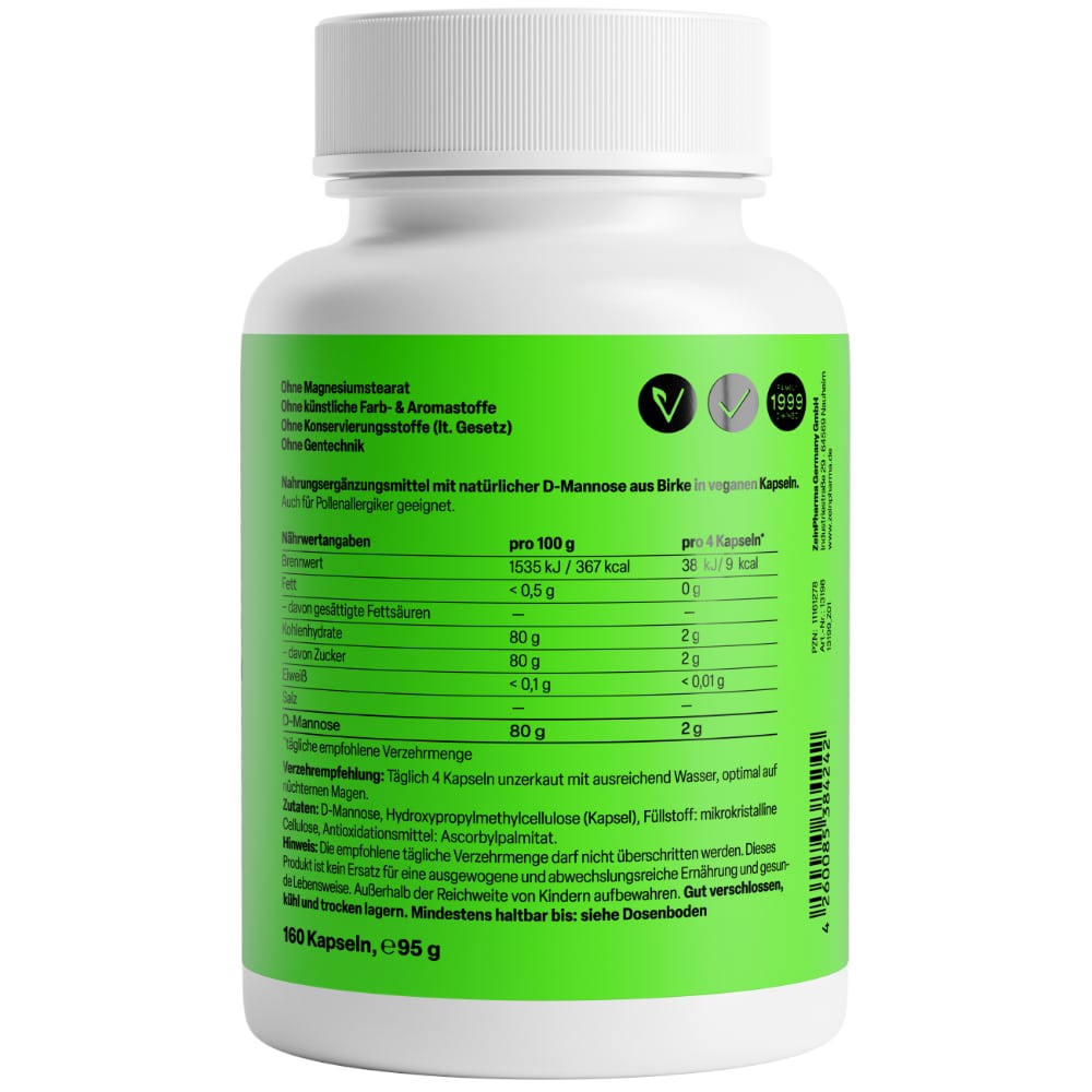 Zein Pharma Natural D-Mannose 500 mg  160 St Kapseln
