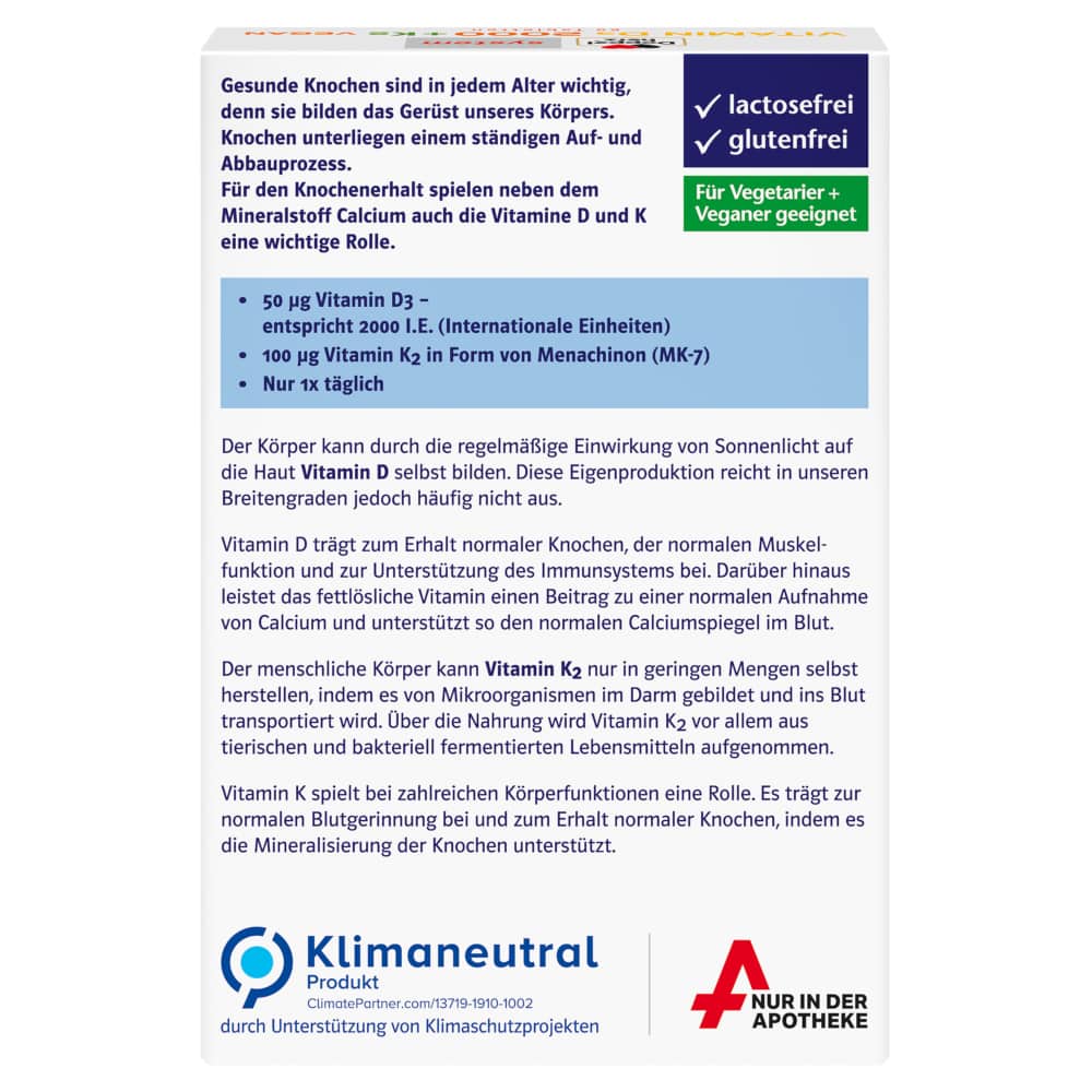 Doppelherz system VITAMIN D3 + K2 2000 I.E. vegan 60 St Tabletten
