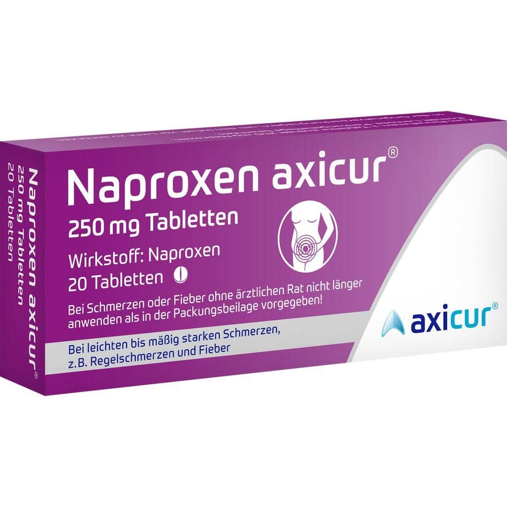 Naproxen axicur 250 mg Tabletten bei Regelschmerzen 20 St Tabletten
