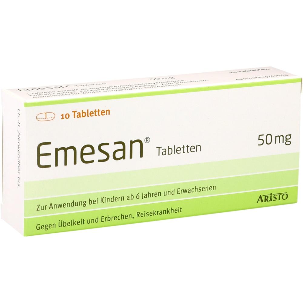 Emesan - Gegen Übelkeit und Erbrechen, Reisekrankheit 10 St Tabletten