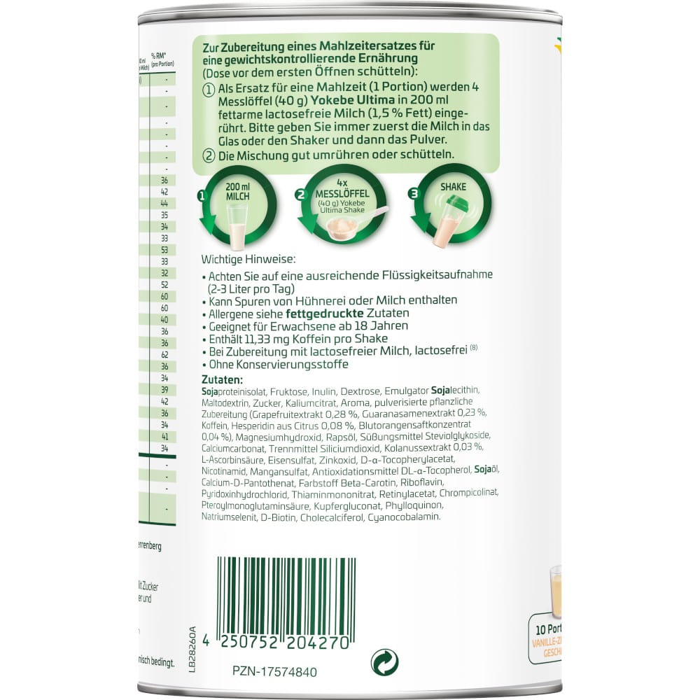 Yokebe ULTIMA FAT BURNING-SHAKE 400 g Pulver