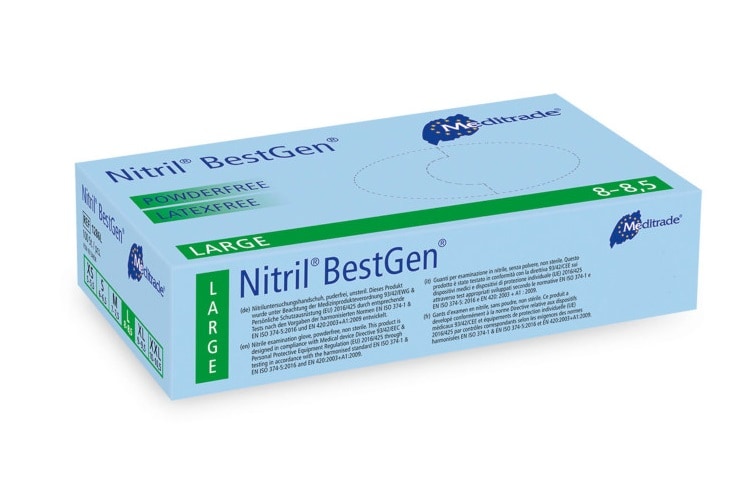 Nitril BestGen Untersuchungshandschuhe unsteril blau L 100 St Handschuhe