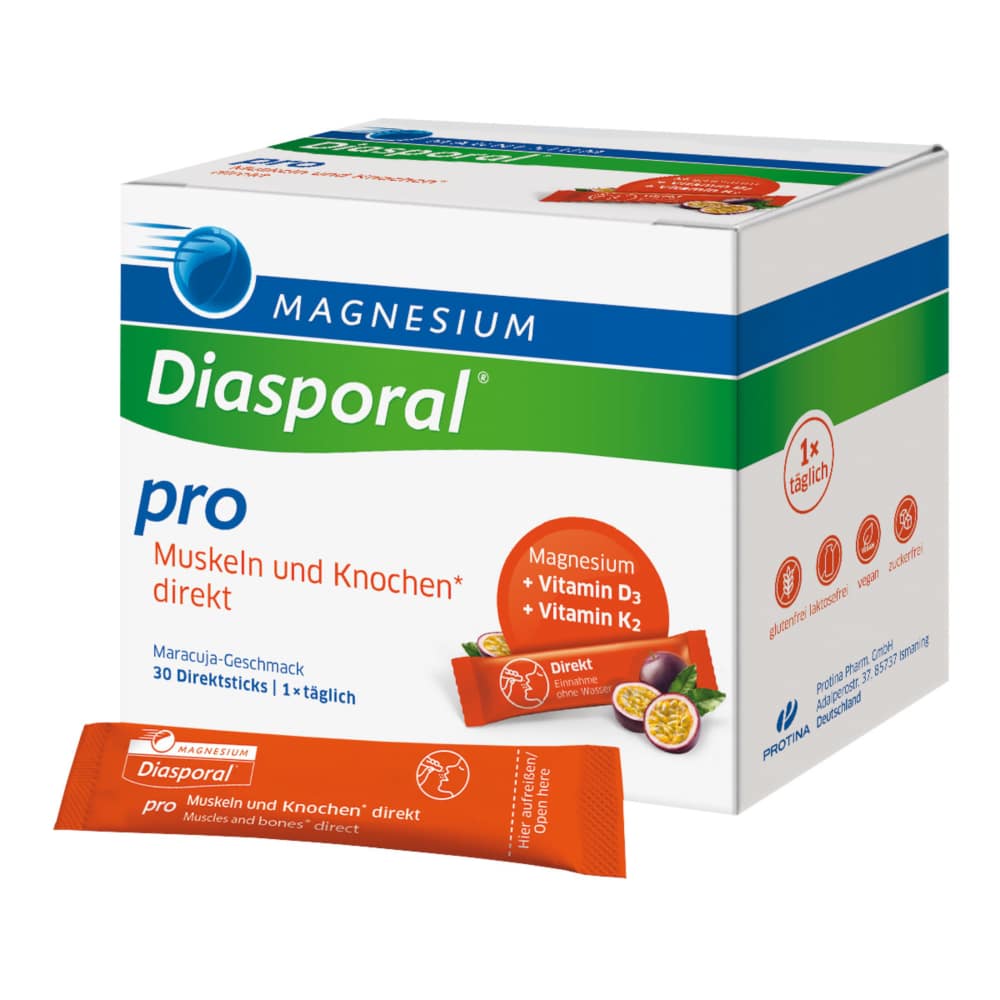 MAGNESIUM Diasporal Pro Muskeln + Knochen direkt 30 St Granulat