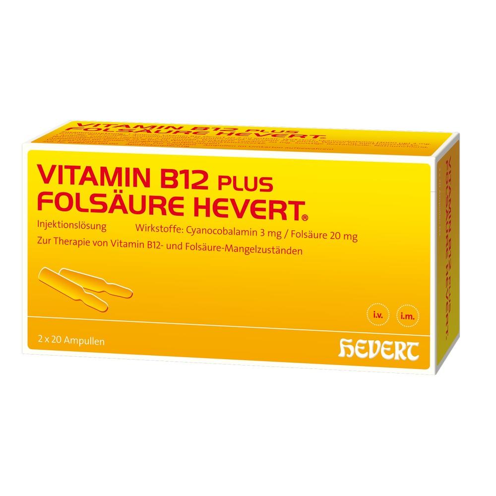 VITAMIN B12 PLUS FOLSÄURE HEVERT 2X20 St Ampullen