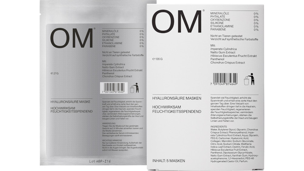 OM HYALURONSÄURE MASKEN 5 St Gesichtsmaske