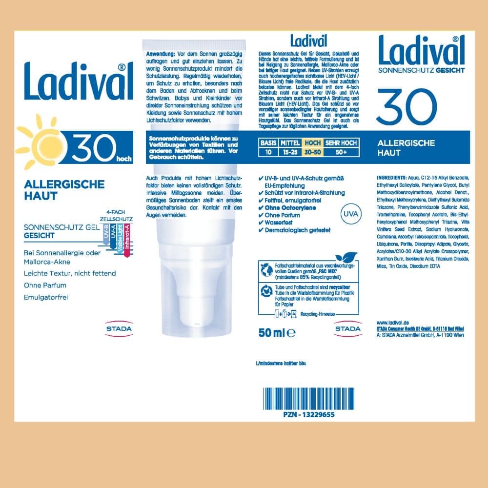 Ladival ALLERGISCHE HAUT LSF 30 SONNENSCHUTZ GEL GESICHT 50 ml Gel
