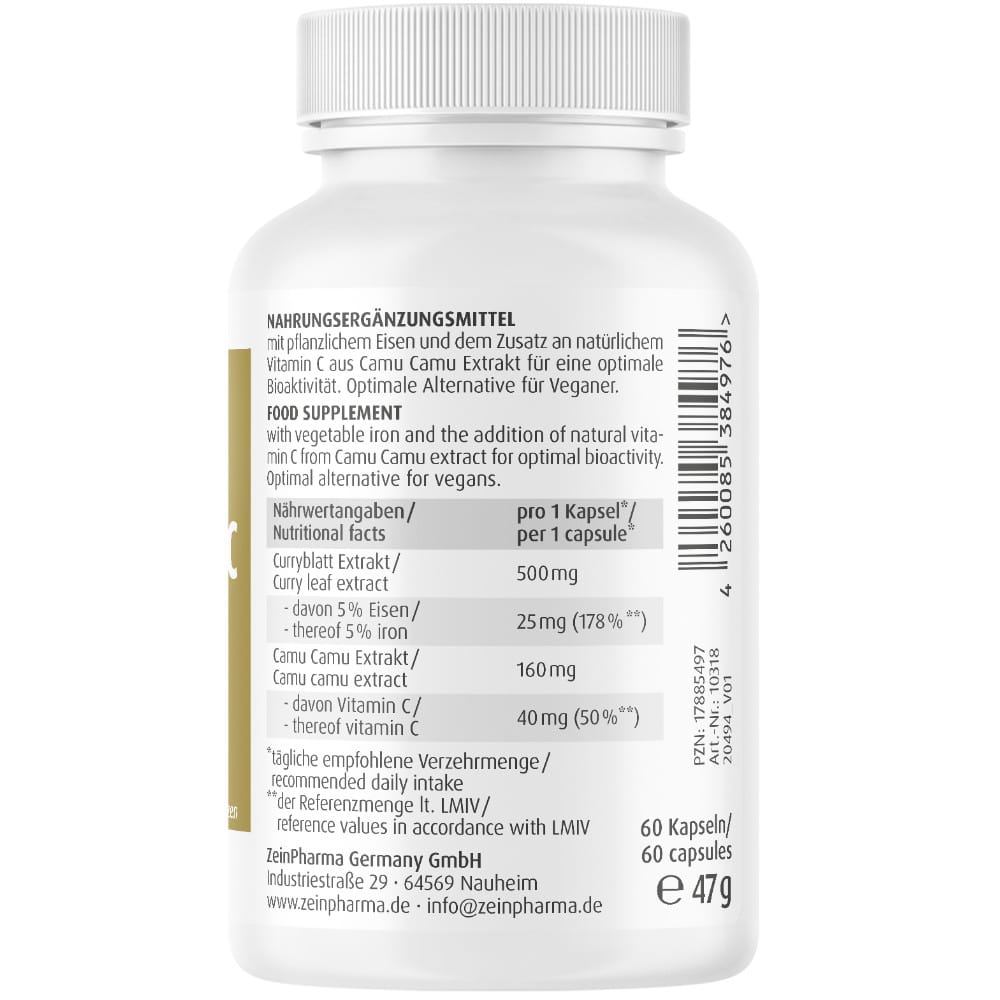 Zein Pharma Curryblatt + C 25mg Eisen 60 St Kapseln