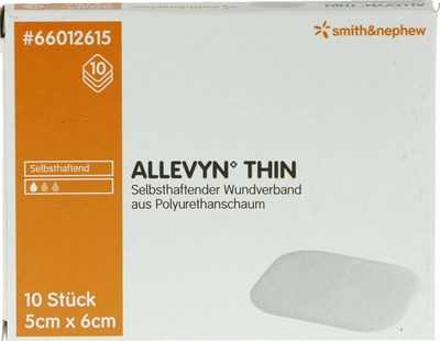 ALLEVYN Thin 5x6 cm dünne Wundauflage 10 St Verband