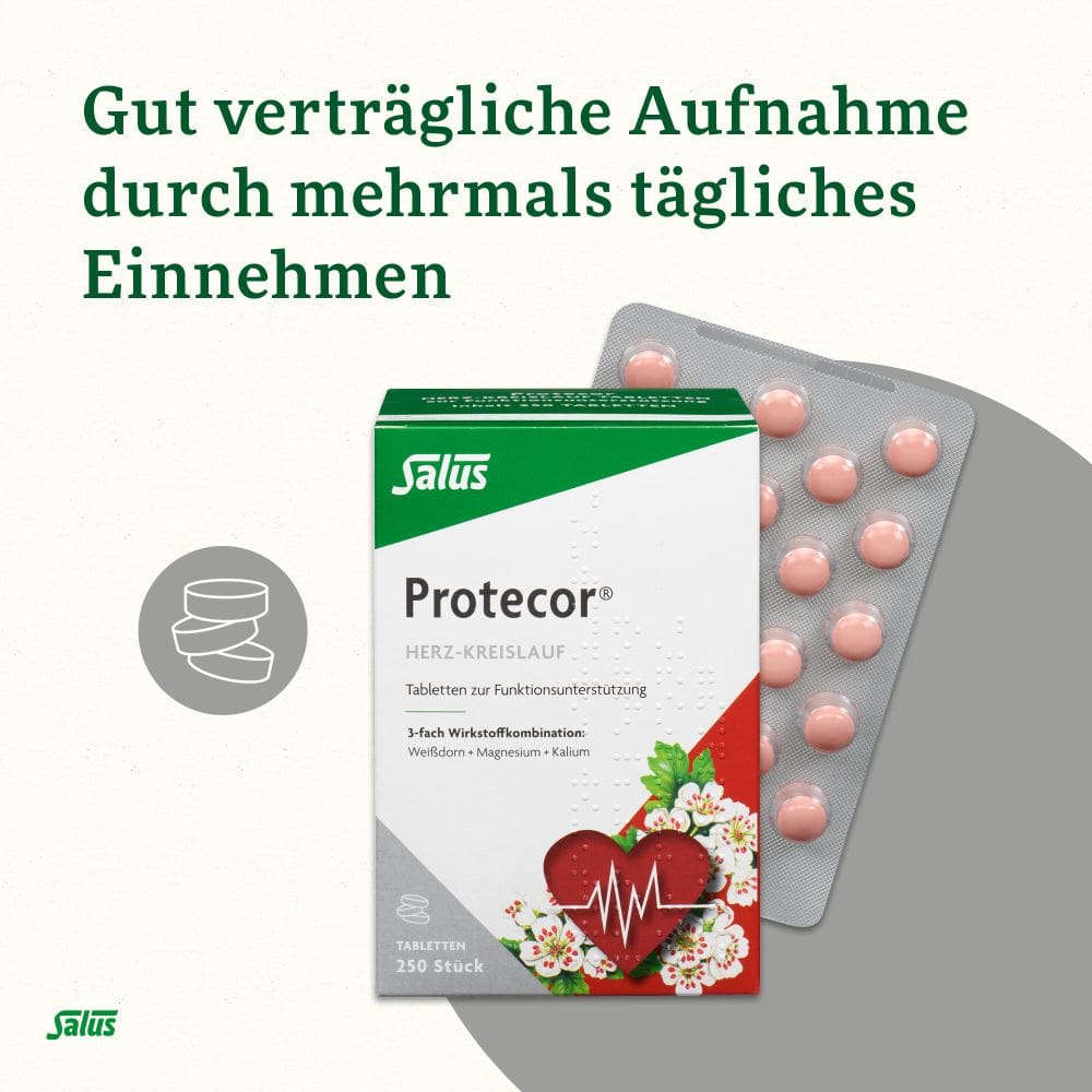 Salus PROTECOR Herz-Kreislauf Tabletten zur Funktionsunterstützung 250 St Überzogene Tabletten