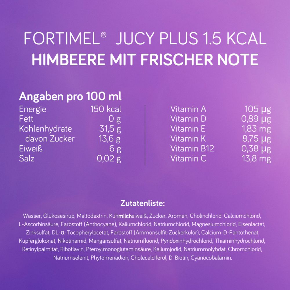 Fortimel Jucy Plus Himbeer-Geschmack 4X200 ml Flüssigkeit