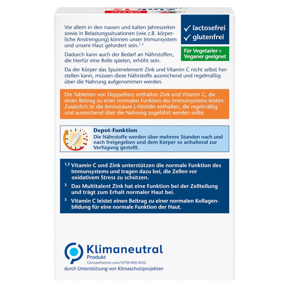 Doppelherz aktiv Zink + Histidin + Vitamin C DEPOT 30 St Tabletten