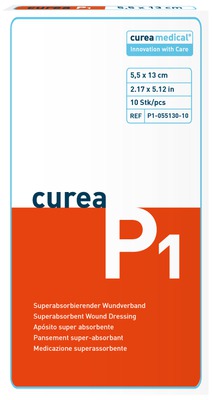 CUREA P1 superabsorb.Wundauflage 5,5x13 cm 10 St Kompressen