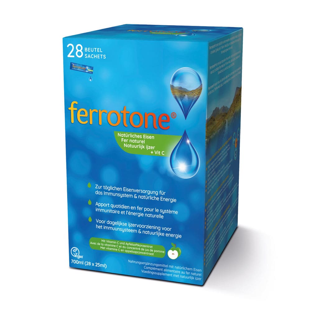 ferrotone - Natürliches Eisen mit Vitamin C, Apfelgeschmack 28X25 ml Beutel