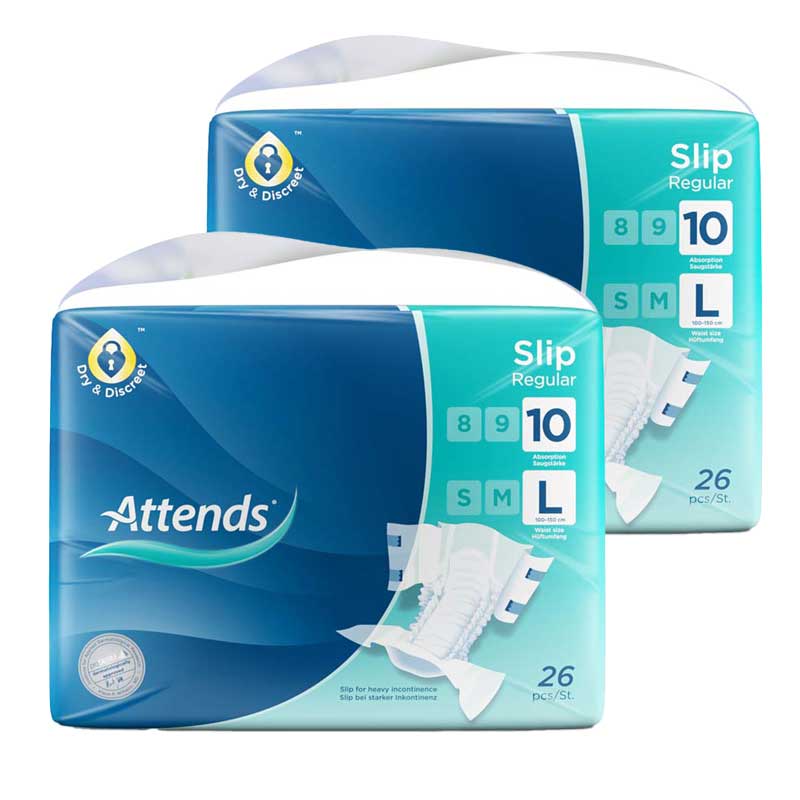 ATTENDS Slip Regular 10 large Box 2X26 St