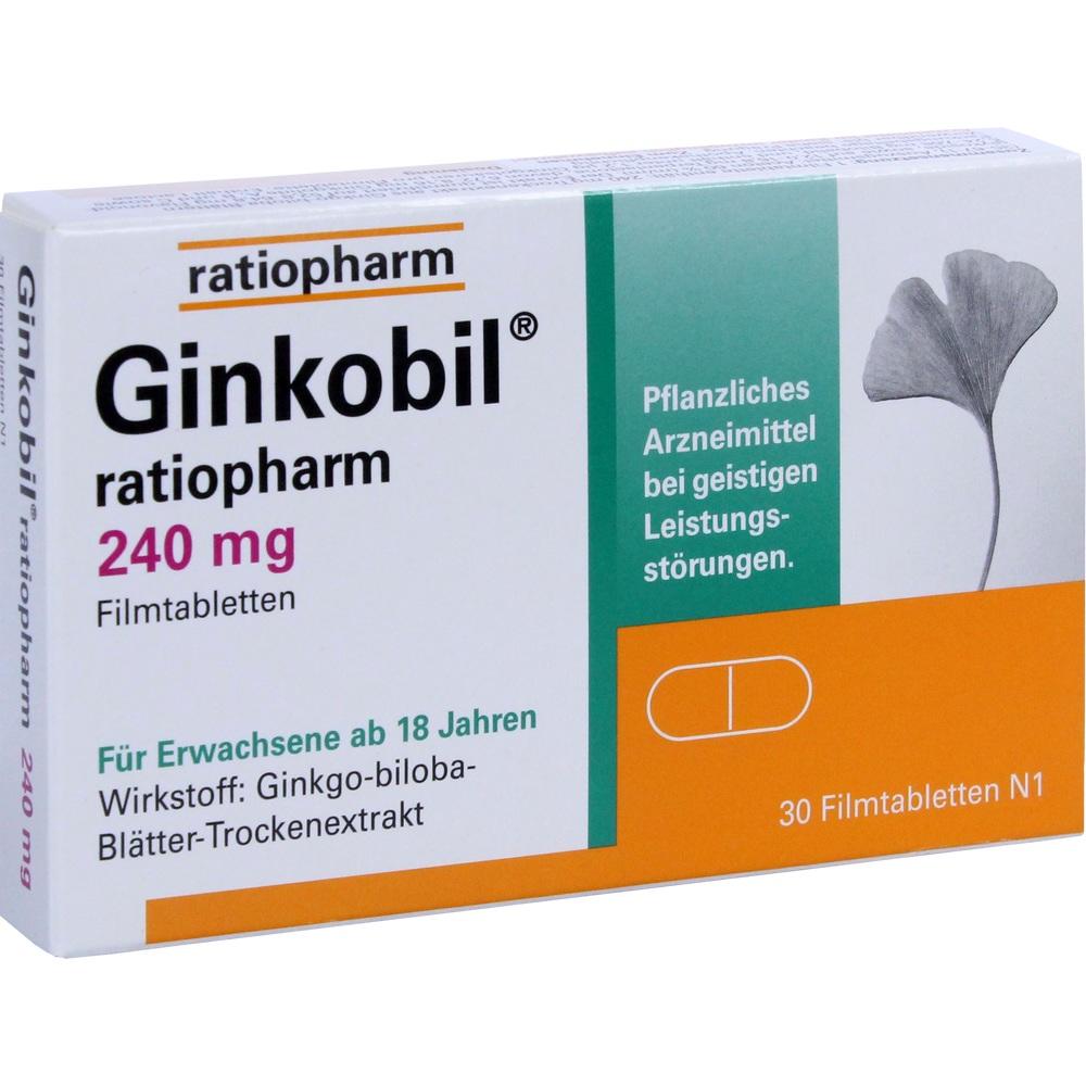 Ginkobil ratiopharm 240mg mit Ginkgo biloba 30 St Filmtabletten