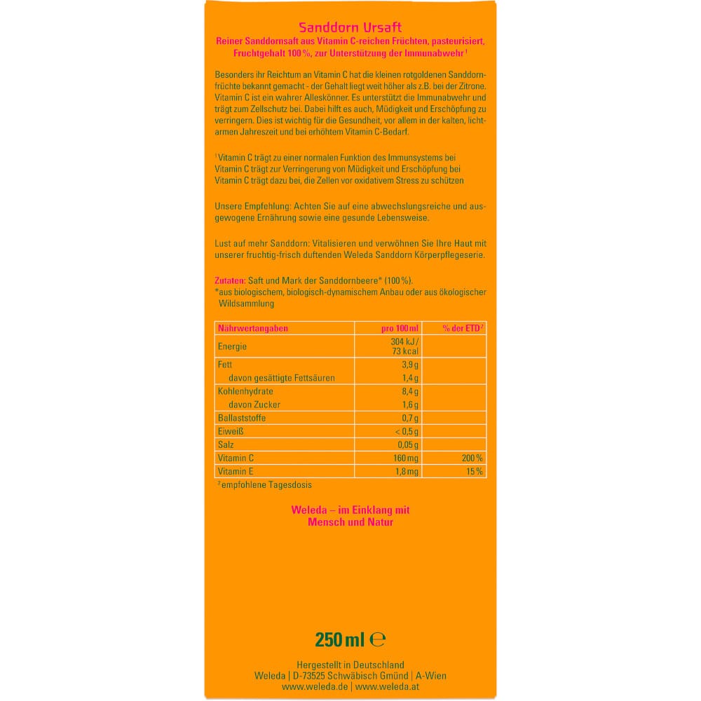 WELEDA Sanddorn Ursaft 250 ml Saft