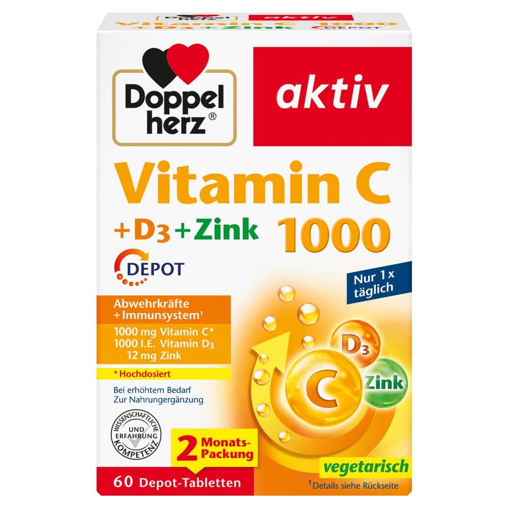 Doppelherz aktiv Vitamin C 1000 + D3 + Zink 60 St Tabletten