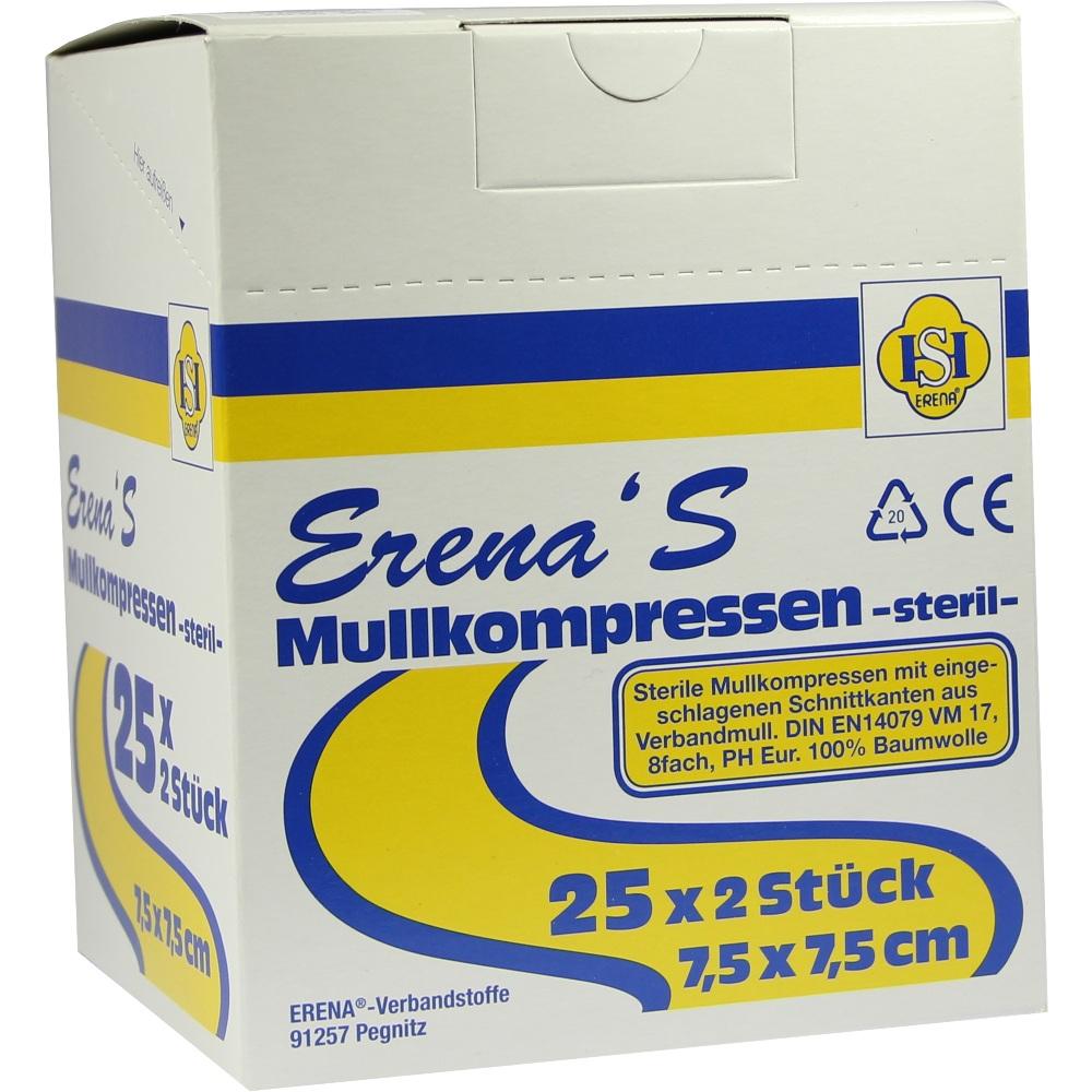 ERENA STERIL Mullkompr.7,5x7,5 cm 8fach 25X2 St