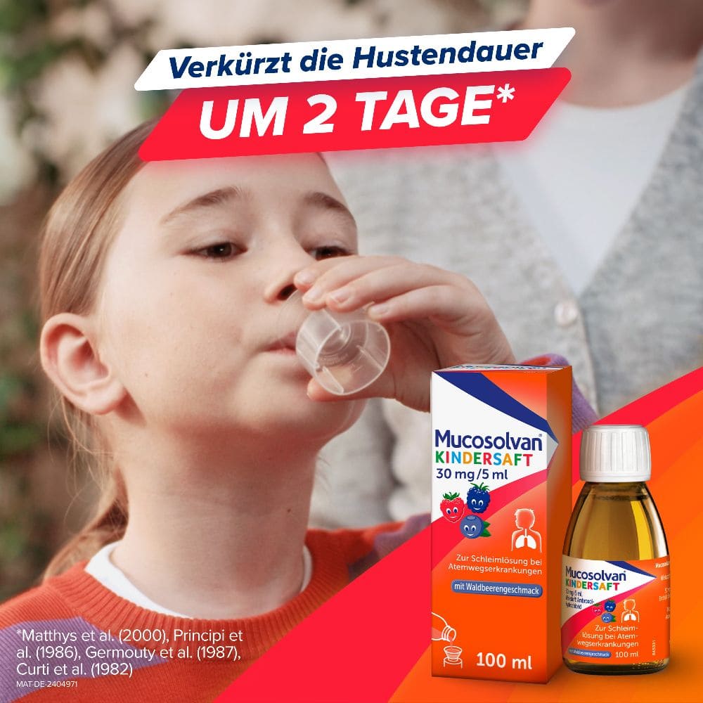 MUCOSOLVAN Kindersaft - Schleimlöser bei Husten 250 ml Lösung zum Einnehmen
