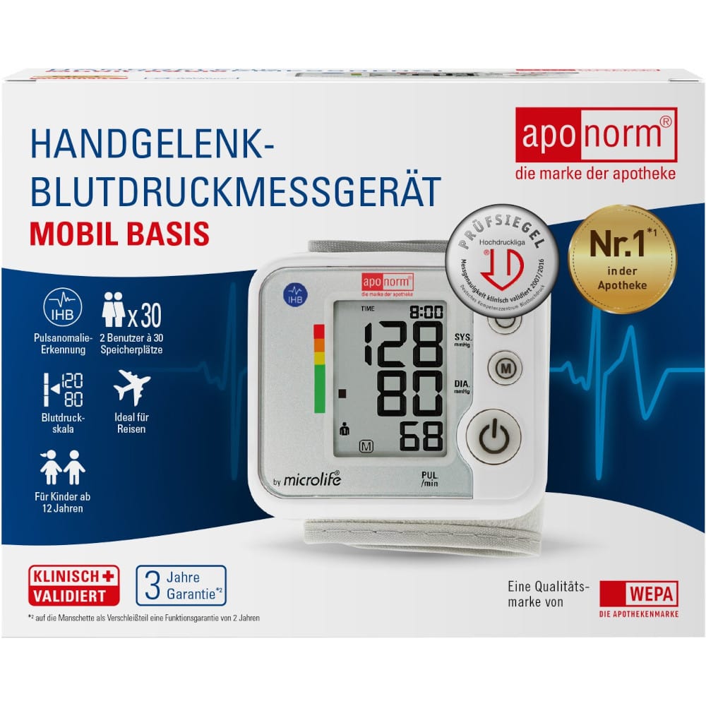 aponorm Blutdruckmessgerät Mobil Basis Handgelenk 1 St