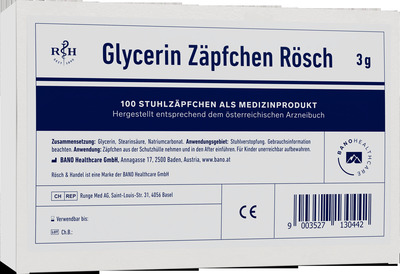 GLYCERIN ZÄPFCHEN Rösch 3 g gegen Verstopfung 100 St Suppositorien