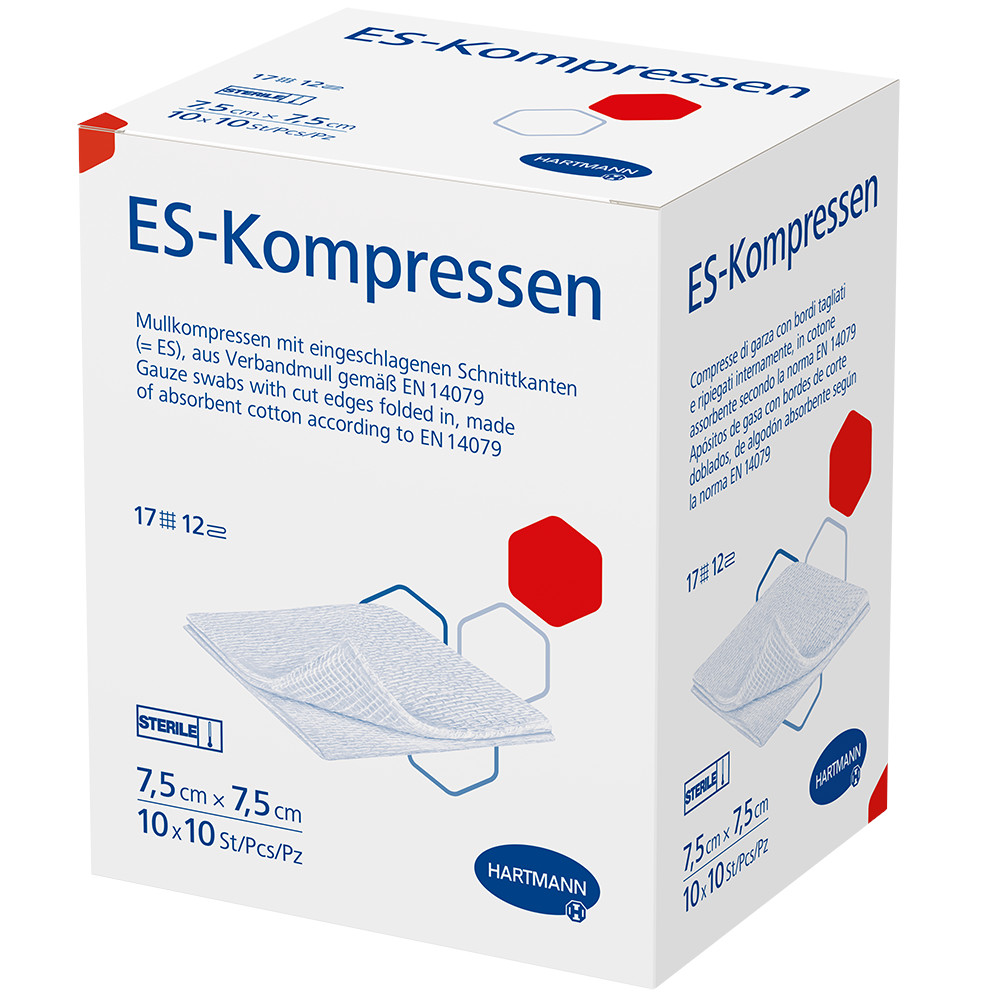 ES-KOMPRESSEN steril 7,5x7,5 cm Großpackung 10X10 St Kompressen