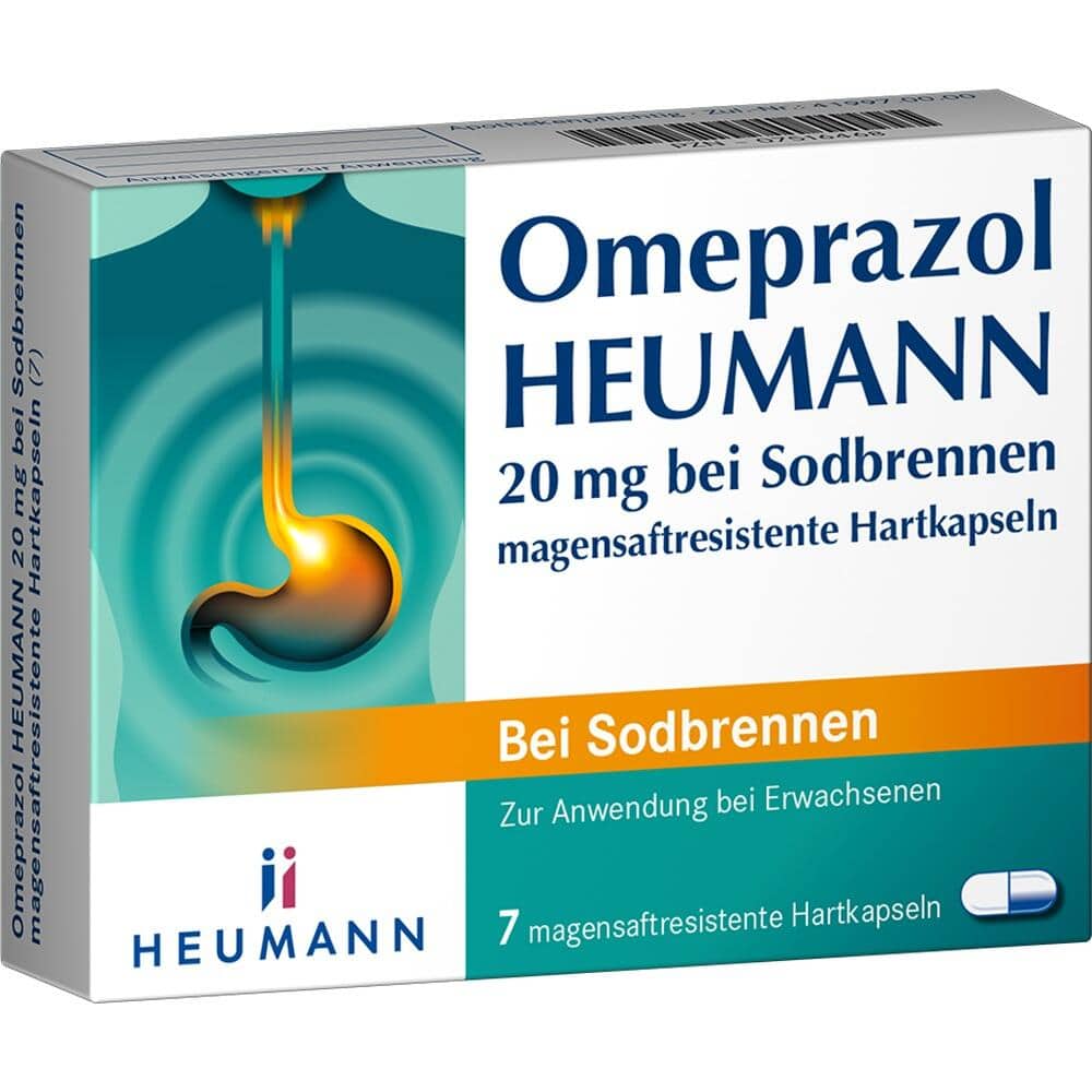 Omeprazol HEUMANN 20mg bei Sodbrennen 7 St Magensaftresistente Hartkapseln