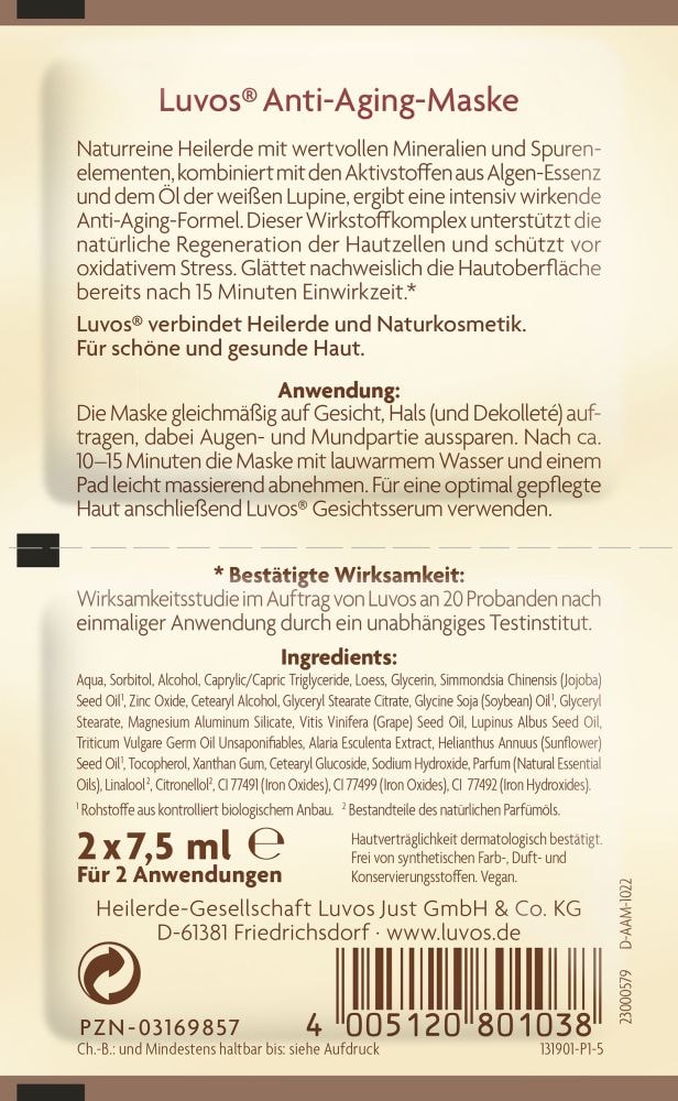 Luvos HEILERDE Anti-Aging-Maske 2X7.5 ml Gesichtsmaske