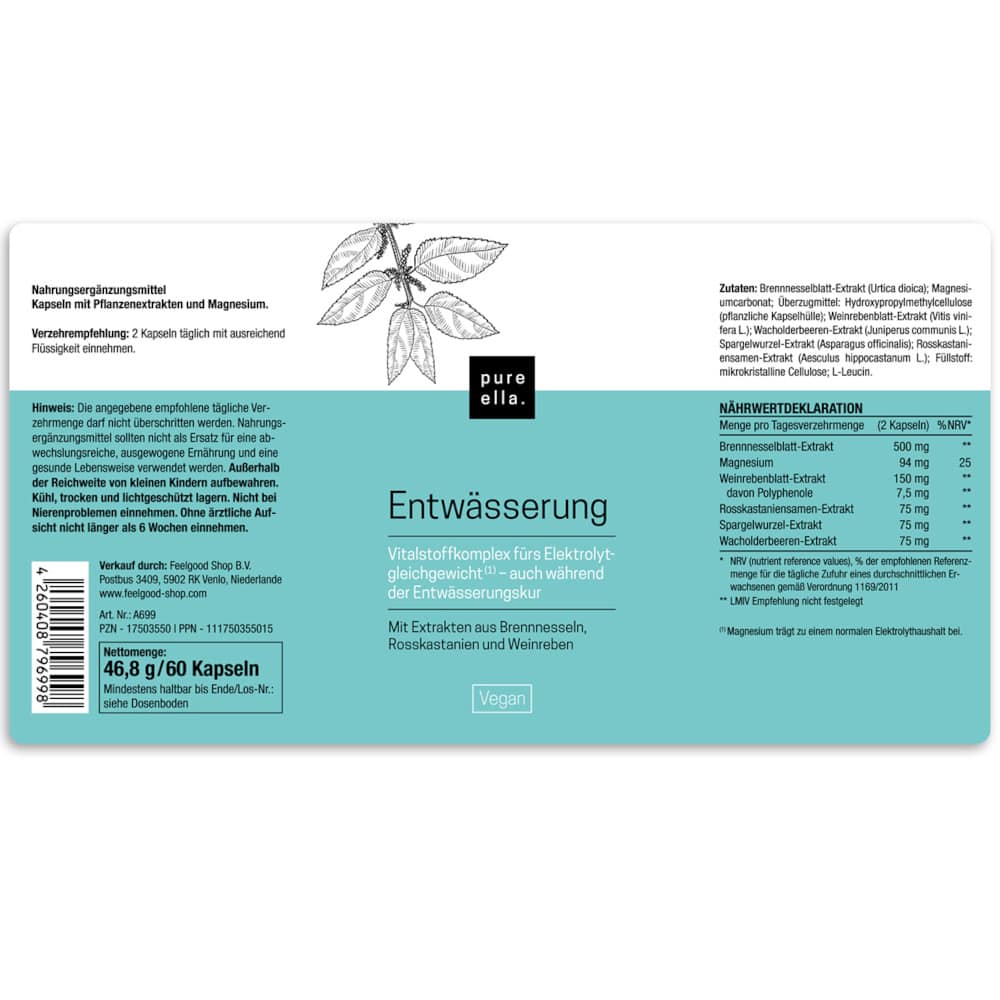 pure ella. Entwässerung 60 St Kapseln