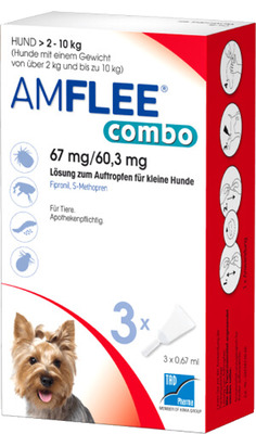 Amflee combo 67mg Lösung zum Auftropfen für kleine Hunde 2-10 kg 3 St Lösung