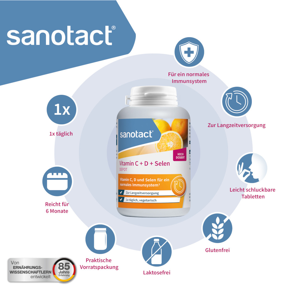 sanotact Vitamin C + D + Selen DEPOT 180 St Tabletten