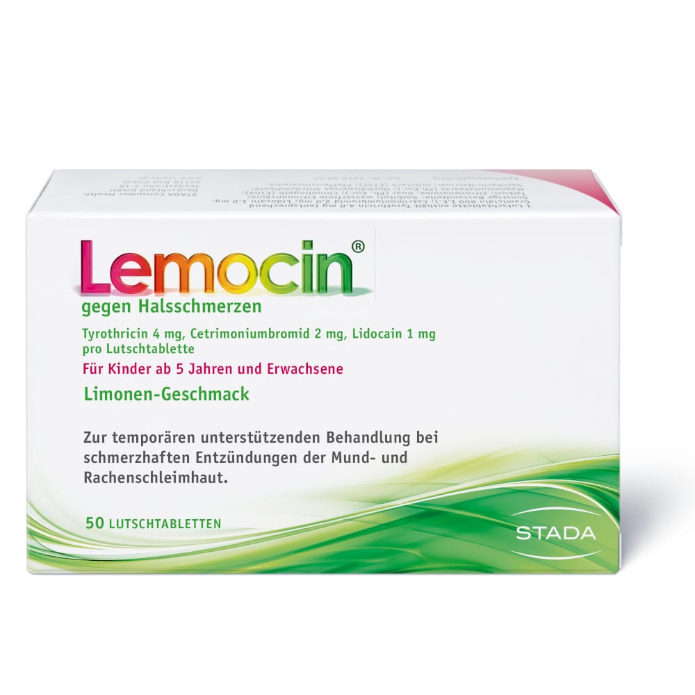 Lemocin gegen Halsschmerzen Limonen-Geschmack 50 St Lutschtabletten