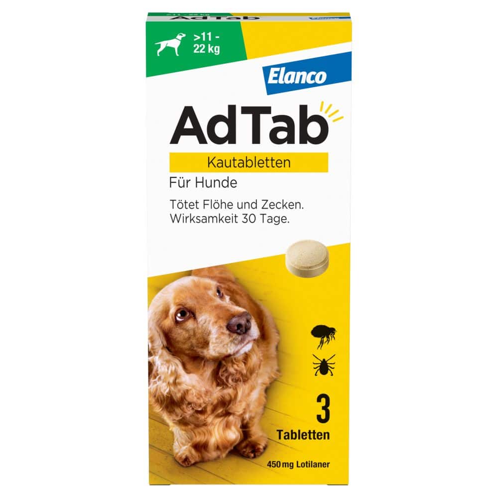 AdTab Kautabletten 450mg für Hunde 11-22 kg Elanco 3 St Kautabletten