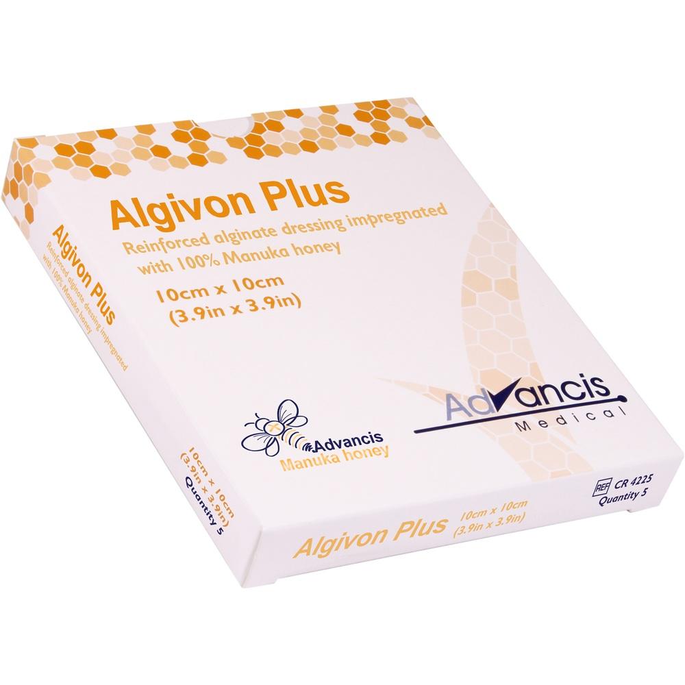 ALGIVON Plus Honigalginat Wundauflage 10x10 cm 5 St Wundgaze